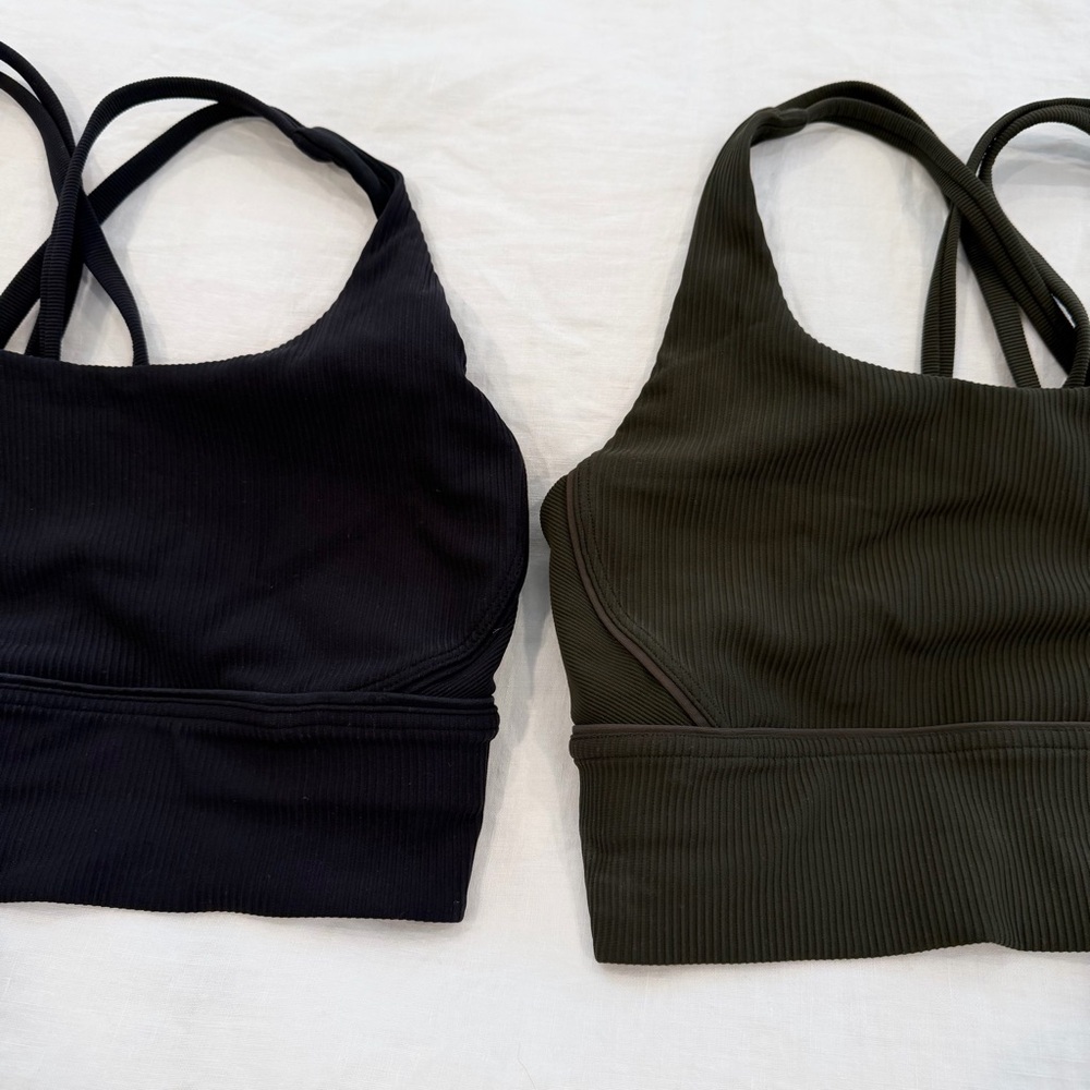 Lululemon Energy Longline Bra in Black and Army Green - Picture 4 of 12